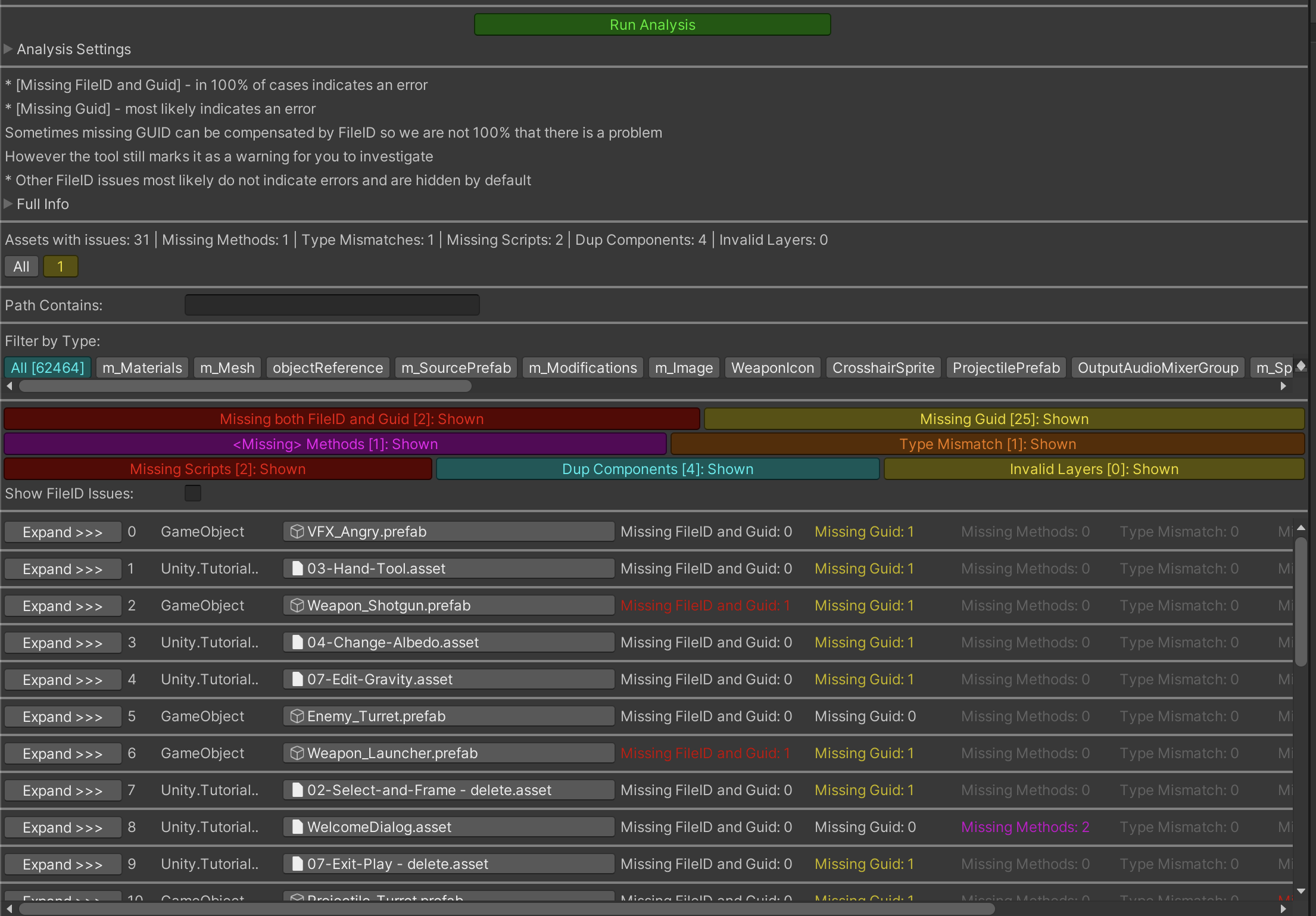 Unity Missing References Hunter screenshot 1