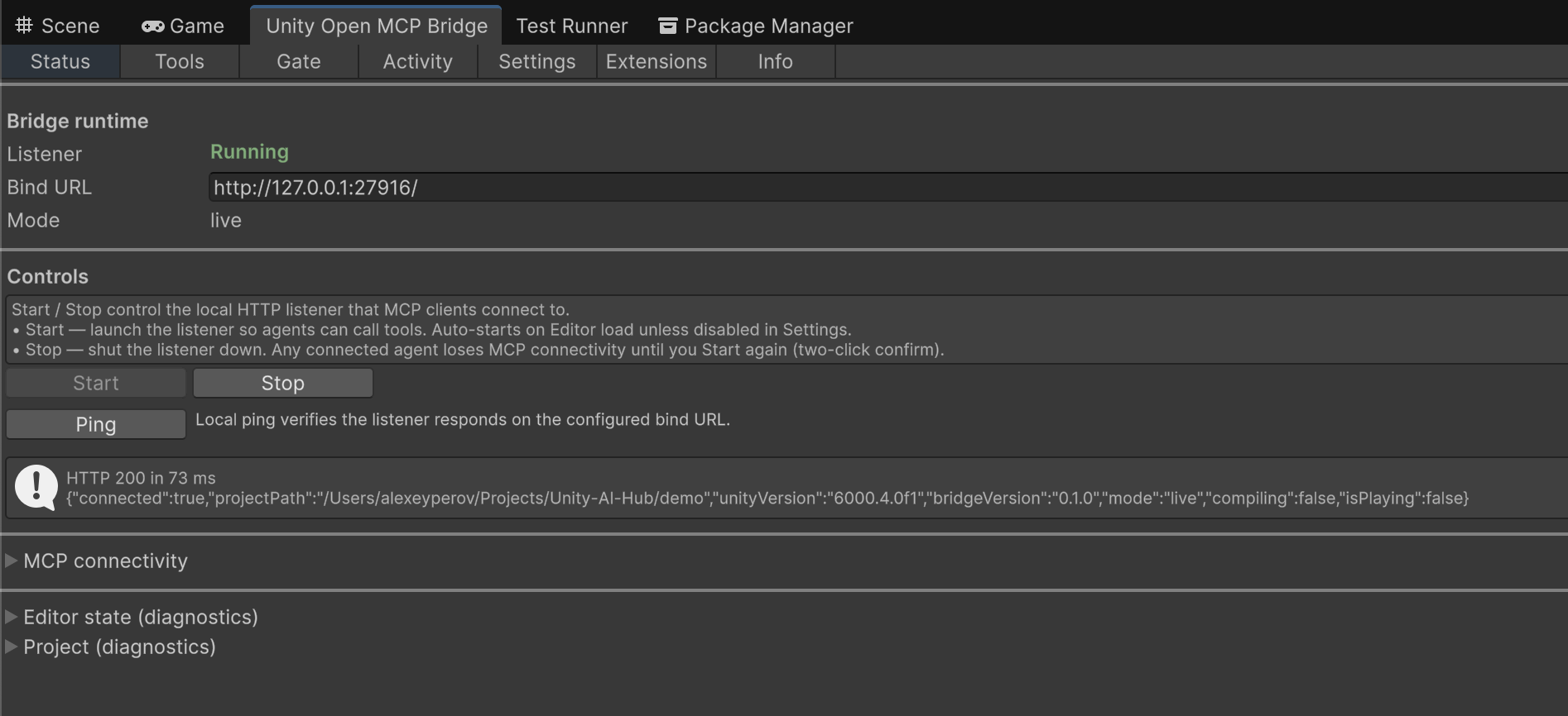 Unity Open MCP screenshot 2